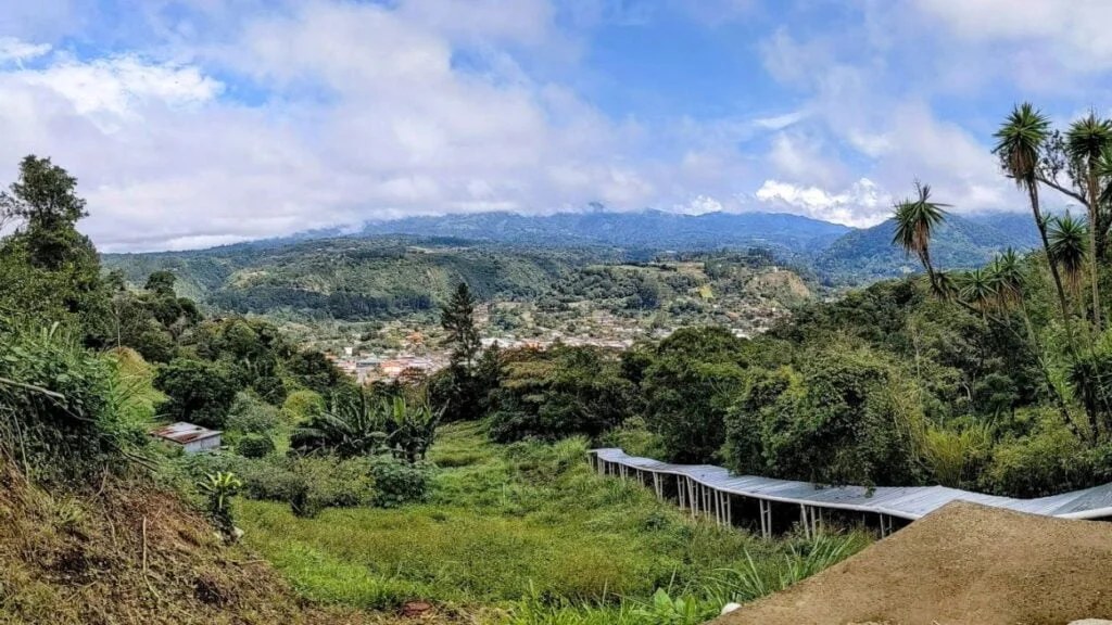 Scenic view of mountain valley and green gardens in Boquete Panama