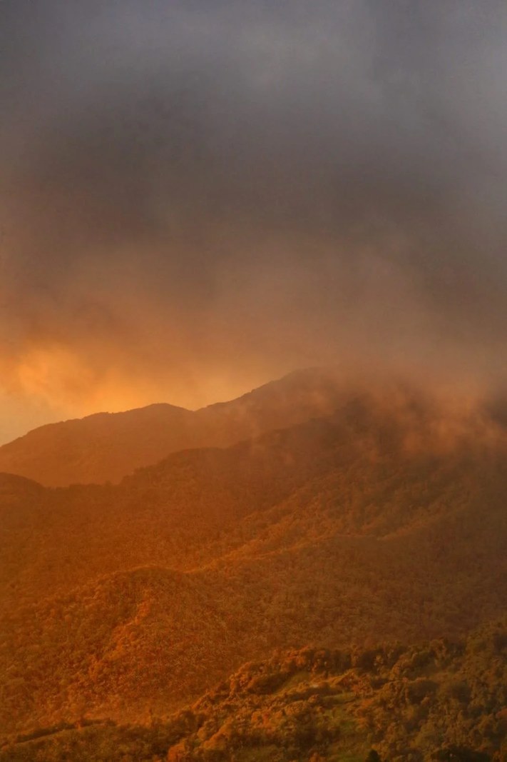Lush green mountain valley of Boquete with morning clouds and fresh mountain air