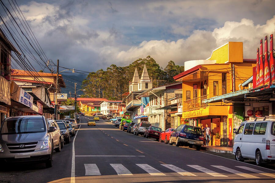 Colorful downtown Bajo Boquete central street and dining area