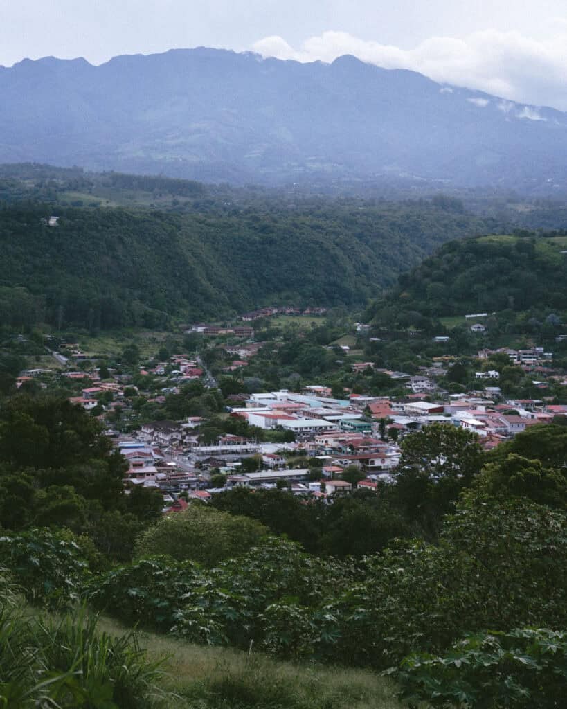 Sunset view over the lush mountain slopes of Volcancito and Boquete valley